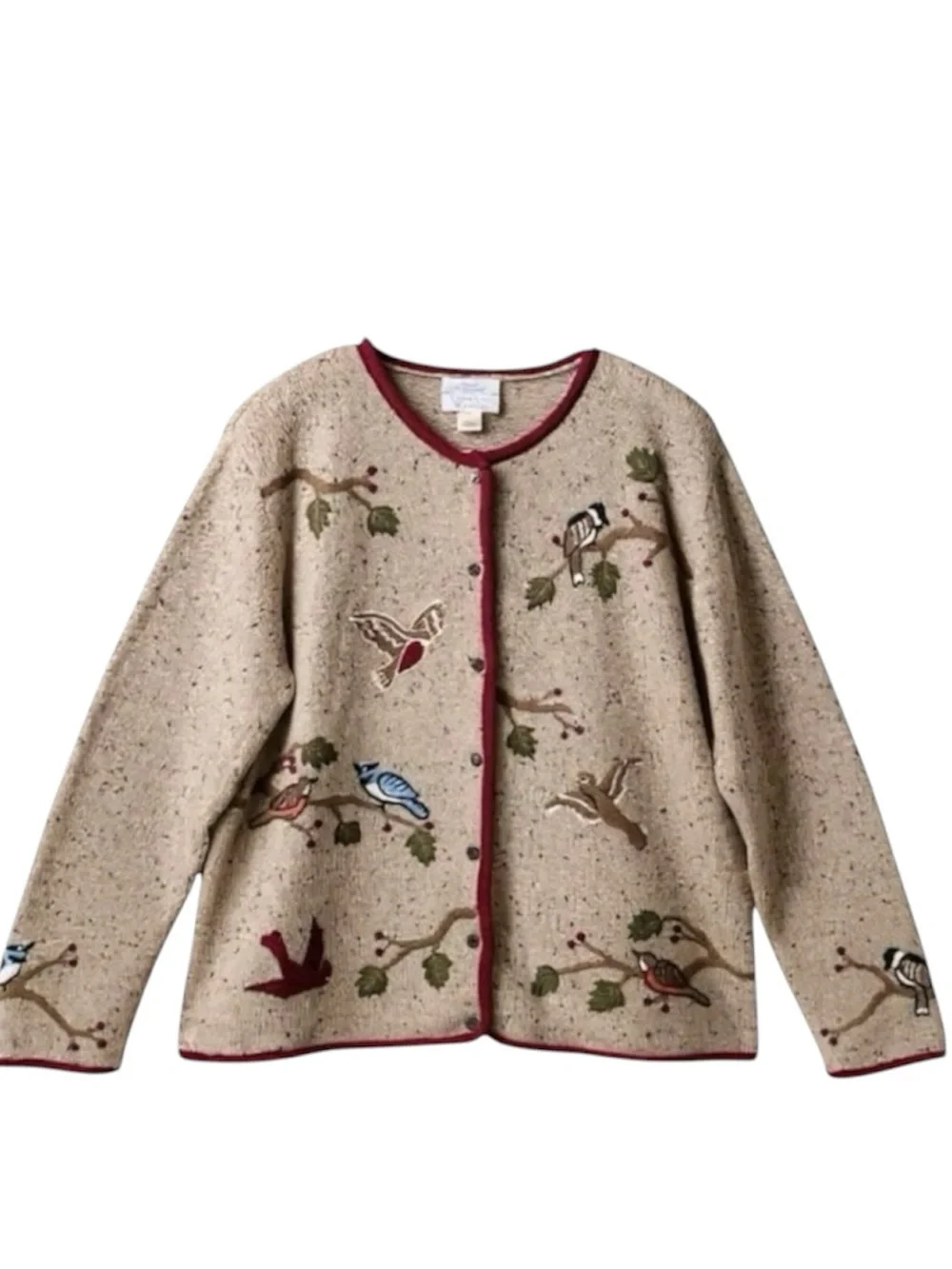Christopher & Banks Y2K Bird Embroidered Cardigan Wool Blend Large‎